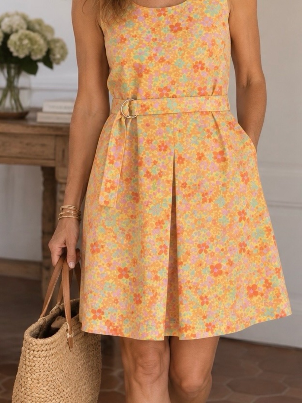 Vintage J.Crew 100% cotton floral dress from the late 1980s/early 1990s era.